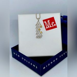 🆕 MIGNON FAGET HIVE Jeweled Pendant & Sterling Silver 30” Round Snake Chain